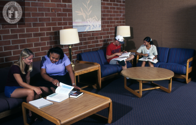Students in a brick dormitory