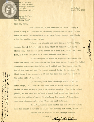 Letter from Stanley A. Palmer, 1942