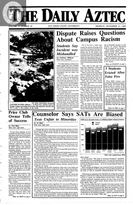 The Daily Aztec: Monday 11/21/1988
