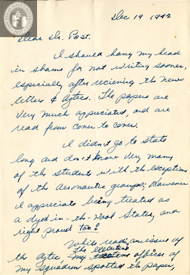Letter from Carl Scott Whitman, 1942