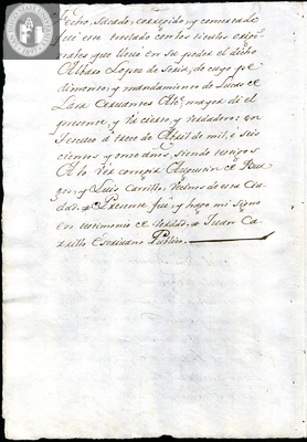 Urrutia de Vergara Papers, back of page 58, folder 7, volume 1, 1611