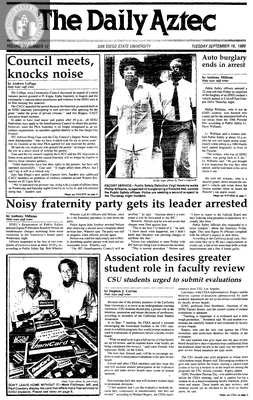 The Daily Aztec: Tuesday 09/16/1986