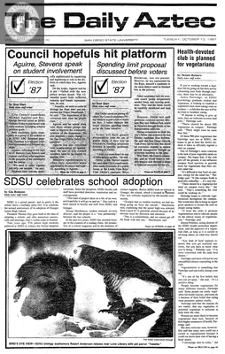 The Daily Aztec: Tuesday 10/13/1987