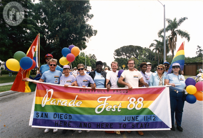 Lambda Pride Board and volunteers at Parade Fest, 1988