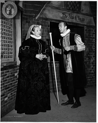 Beverly Sanning and another actor in All's Well That Ends Well, 1952