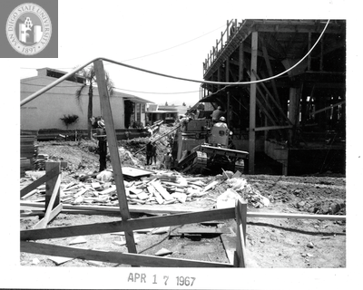 Backfilling, Aztec Center construction site, 1967