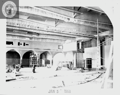 Multipurpose room, Aztec Center construction site, 1968