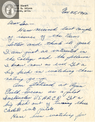 Letter from Fred E. Eisert, 1942