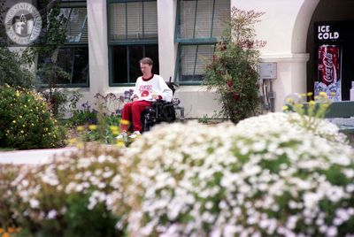 Man in wheelchair in Mediterranean Garden, 1996