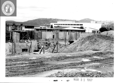Aztec Center construction site looking north, 1967