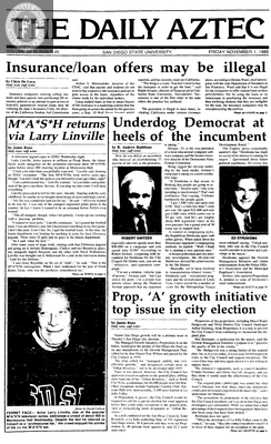 The Daily Aztec: Friday 11/01/1985