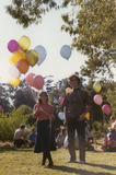 People with balloons at San Diego Gay-In II at Balboa Park, 1971