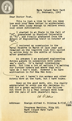 Letter from Alfred C. Dildine, 1943