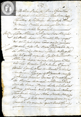 Urrutia de Vergara Papers, back of page 72, folder 16, volume 2, 1693