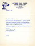 Letter to San Diego State College faculty members, 1967