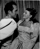 Dorothy Chace with another actor in The Merchant of Venice, 1954