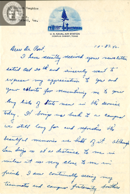 Letter from Herbert A. Tompkins, 1942