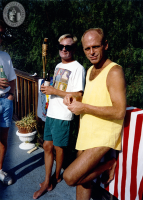 David Wasserman and Jim at Pride pool party, 1992