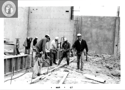 Construction of workshop, Aztec Center, 1967