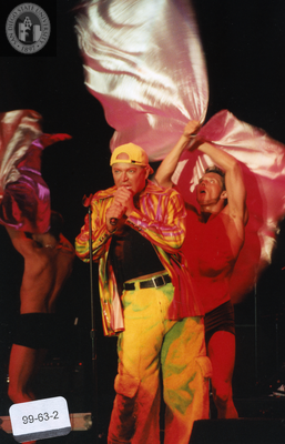 Singer with dancers on main stage at Pride Festival, 1999