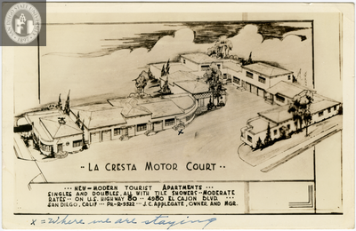 Drawing of La Cresta Motor Court, San Diego
