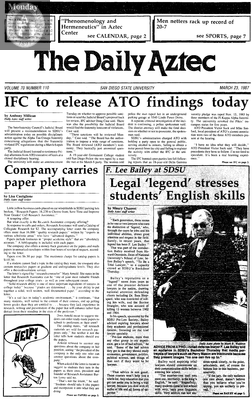 The Daily Aztec: Monday 03/23/1987