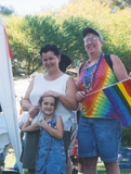 Lesbian moms with daughter at Pride Festival, 2001