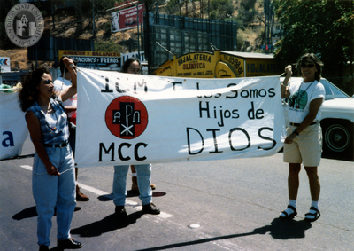 Metropolitan Community Church banner in Tijuana Pride parade, 1996