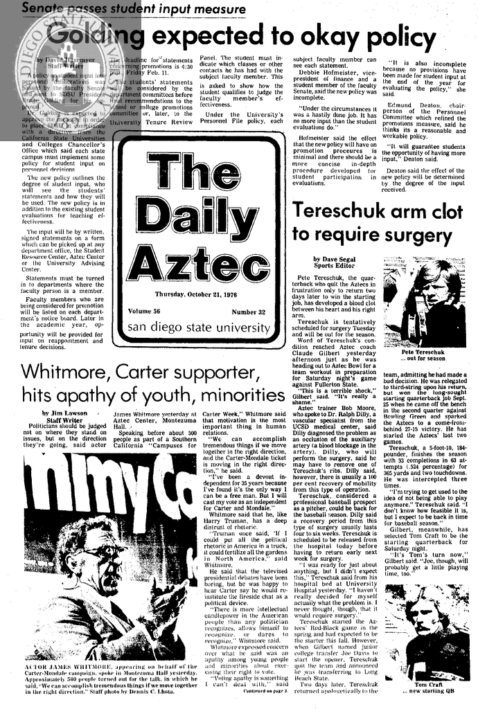 The Daily Aztec: Thursday 10/21/1976