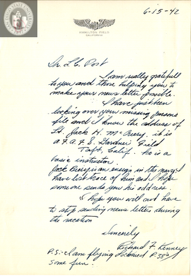 Letter from Richard F. Kenney, 1942