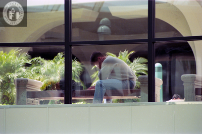 Student outside dome, 1996