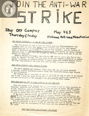 Join the anti-war strike, 1972
