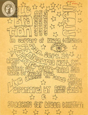 Flyer for a celebration of Ron Breen and B.J. Nystrom, 1969