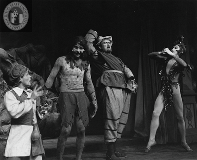 Brooke Howard, Thomas Bellin, Victor Buono, and an unidentified fourth actor in The Tempest, 1957