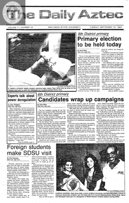 The Daily Aztec: Tuesday 09/15/1987