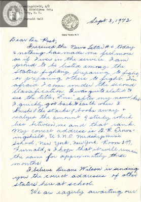 Letter from George Robert Crowningshield, 1942