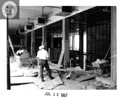 Lathing office areas, Aztec Center construction, 1967