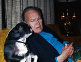 Lionel Van Deerlin and a pug dog
