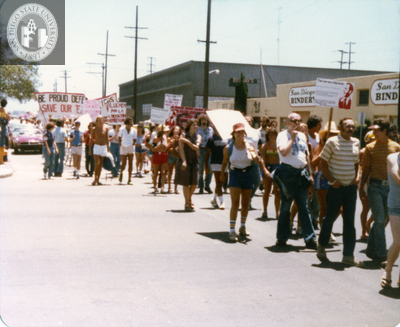 Marchers at Pride parade, 1978