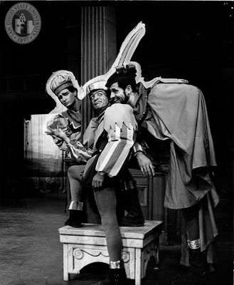 William Kinsolving, Ed Flanders, and Michael Forest in The Taming of the Shrew, 1962