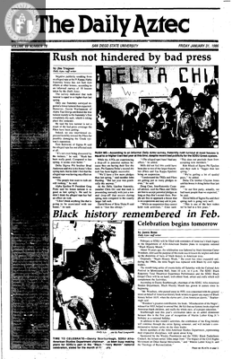 The Daily Aztec: Friday 01/31/1986