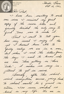 Letter from Gilbert Ord Fitzell, 1942