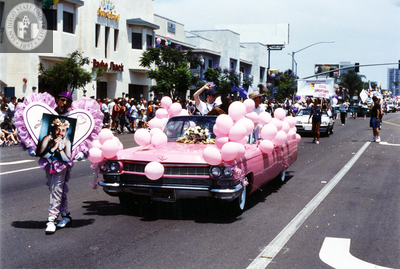 Pink Cadillac in San Diego Pride parade, 1994