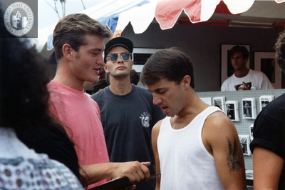 Person from AIDS Foundation San Diego at Pride Festival, 1991