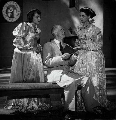 Director B. Iden Payne and Two Actors Helen Davies and June Howard in Much Ado About Nothing, 1951