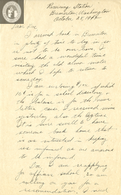 Letter from Frank F. Whigham, 1942