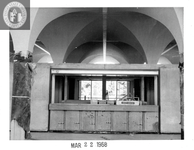Information counter, Aztec Center construction site, 1968