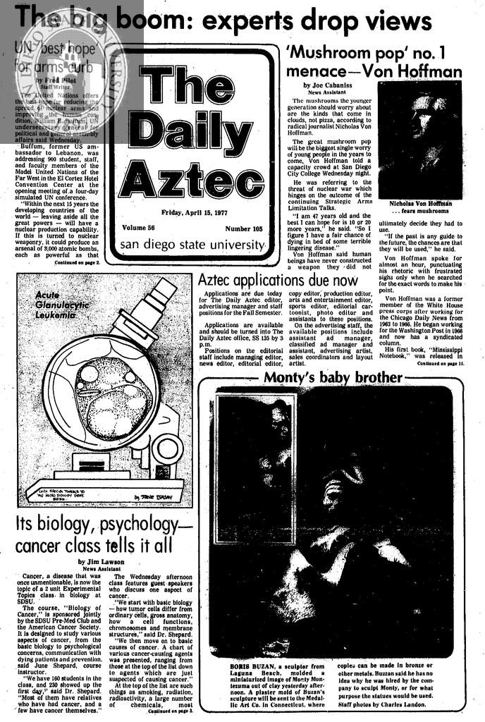 The Daily Aztec: Friday 04/15/1977