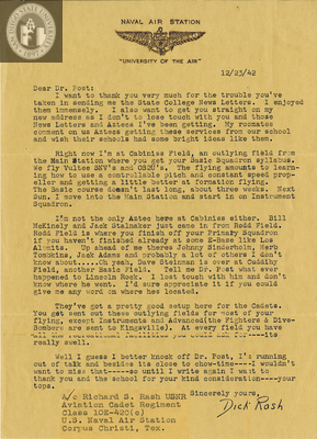 Letter from Richard S. Rash, 1942
