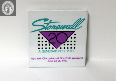"Stonewall 20 a generation of pride," 1989
